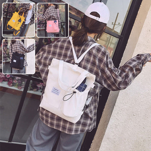 Canvas Backpack with Pockets for Students