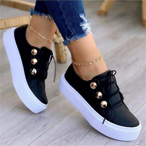 Women's Lace-Up Rivet Flat Sneakers