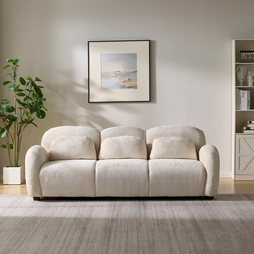 78 In. Modern 3 Seater Boucle Sofa Upholstered Couch With 3 Pillows For Bedroom, Office, Apartment, Beige