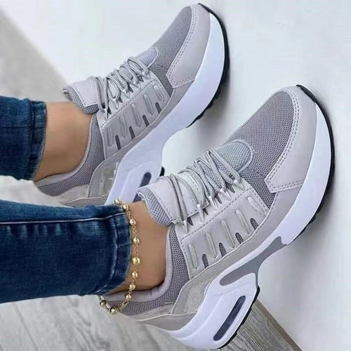 Women's Wedge Heel Lace-Up Running Sneakers